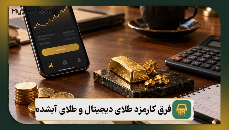فرق کارمزد طلای دیجیتال و طلای آبشده
